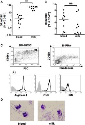 Granulocytic Myeloid-Derived Suppressor Cells (GR-MDSC) in Breast Milk (BM); GR-MDSC Accumulate in Human BM and Modulate T-Cell and Monocyte Function